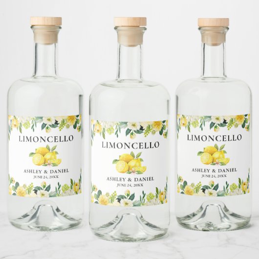 Floral Lemons Limoncello Bruiloft Fles Label Likeurfles Etiket (Flessen)