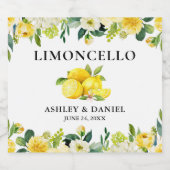 Floral Lemons Limoncello Bruiloft Fles Label Likeurfles Etiket (Enkel label)