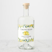 Floral Lemons Limoncello Bruiloft Fles Label Likeurfles Etiket (Voorkant)