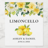 Floral Lemons Limoncello Bruiloft Fles Label Wijn Etiket (Enkel label)