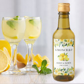 Floral Lemons Limoncello Bruiloft Mini Fles Label Wijn Etiket