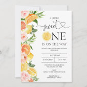 Floral Lemons Sinaasappel Little Sweet One Baby sh Kaart (Voorkant)