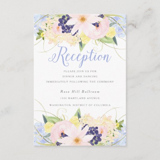 Floral  lente bruiloft receptie informatiekaartje (Voorkant)