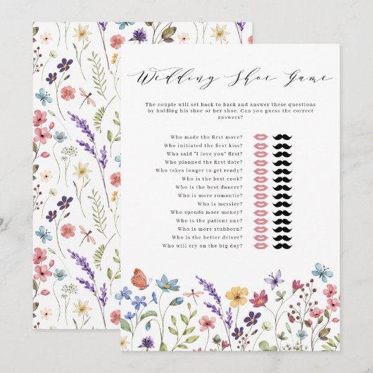 Floral lente zomer bruiloft schoen spel kaart (Voorkant / Achterkant)