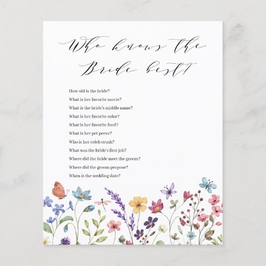 Floral lente zomer wie weet de bruid beste spel (Voorkant)