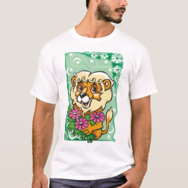 Floral Leo Lion, roze bloemen T-shirt