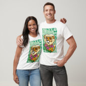Floral Leo Lion, roze bloemen T-shirt (Unisex)