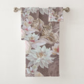 Floral Leopard Animal Print Bath Bad Handdoek (Insitu)