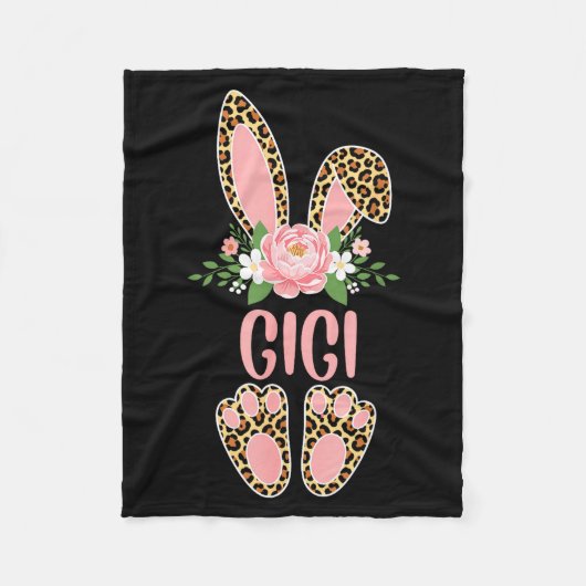 Floral leopard gigi bunny happy easter spring Flor Fleece Deken (Voorkant)