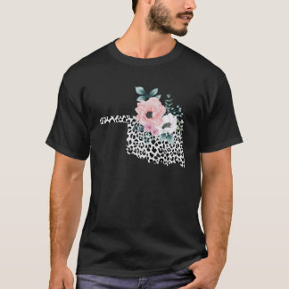 Floral Leopard Oklahoma Patriottische Vrouw Meisje T-shirt