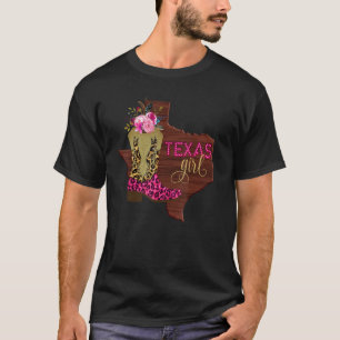Floral Leopard Texas Girl Rustic Cowgirl Boots Wes T-shirt