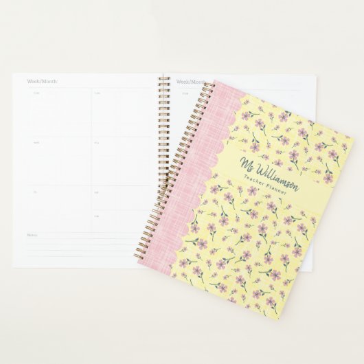 Floral leraar Planner Geel Roze  bloemen (Display)