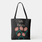 Floral Les Fleurs roze roze zwart Tote Bag (Achterkant)