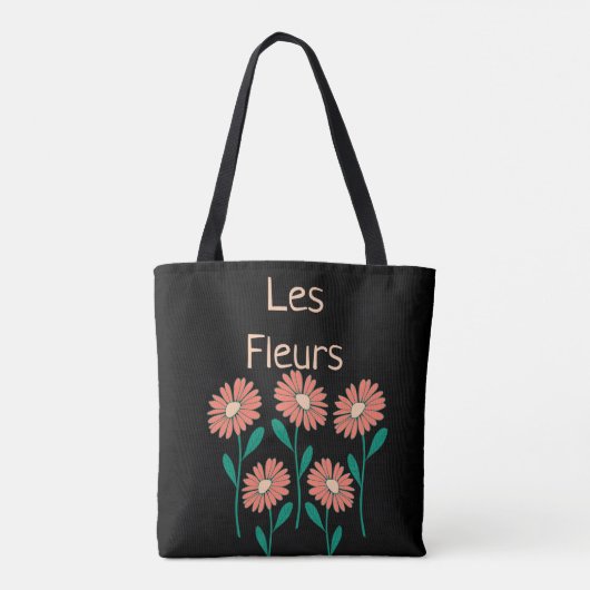 Floral Les Fleurs roze roze zwart Tote Bag (Achterkant)