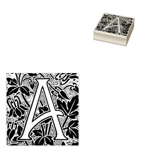 Floral Letter A Rubberstempel (Gestempeld)