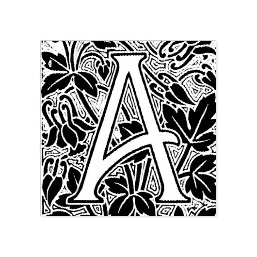 Floral Letter A Rubberstempel (Afrduk)