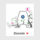 Floral Letter A Sticker (Vel)