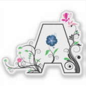 Floral Letter A Sticker (Voorkant)