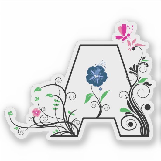 Floral Letter A Sticker (Voorkant)