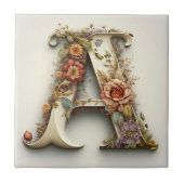  Floral Letter A Tegeltje (Voorkant)