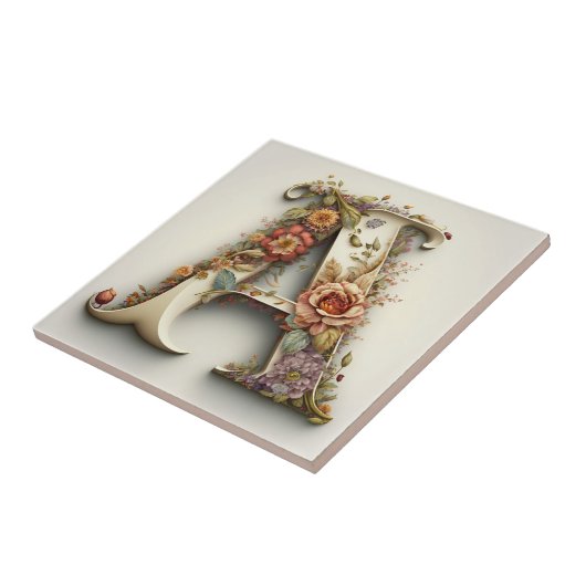  Floral Letter A Tegeltje (Zijkant)