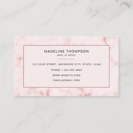 Floral Letter Blush Pink Monogram Marble make up Visitekaartje (Achterkant)