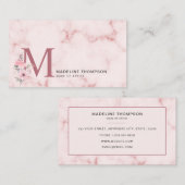 Floral Letter Blush Pink Monogram Marble make up Visitekaartje (Voorkant / Achterkant)