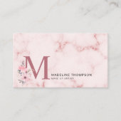 Floral Letter Blush Pink Monogram Marble make up Visitekaartje (Voorkant)