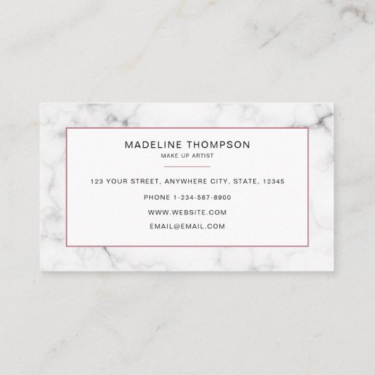 Floral Letter Blush Pink Monogram Marmer Business Visitekaartje (Achterkant)