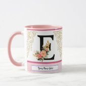 Floral Letter E Mug – Personalized Initial Cup wit Mok (Links)