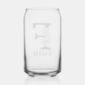 Floral Letter F Monogram and Personalized Name Blikvorm Glas (Achterkant)