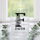 Floral Letter F Monogram and Personalized Name Blikvorm Glas