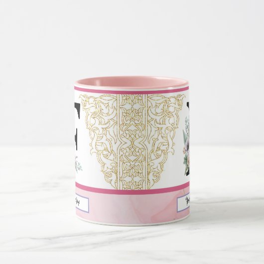 Floral Letter F – Personalized with Name Coffe Mug Mok (Midden)