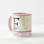 Floral Letter F – Personalized with Name Coffe Mug Mok (Voorkant links)