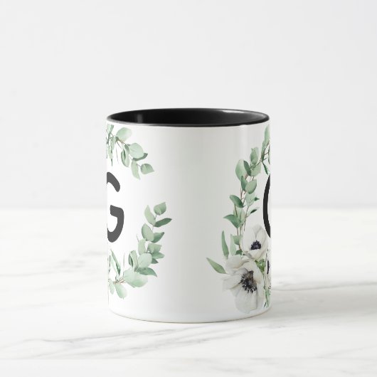 Floral Letter G Initial Coffee Mug Mok (Midden)