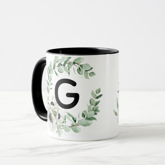 Floral Letter G Initial Coffee Mug Mok (Voorkant links)