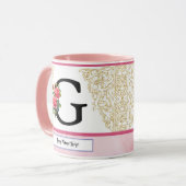 Floral Letter G Mug – Custom Name Monogram Cup Mok (Voorkant links)