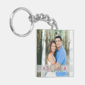 Floral Letter LOVE met paren Foto Namen Datum Sleutelhanger (Voorkant Links)