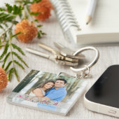 Floral Letter LOVE met paren Foto Namen Datum Sleutelhanger (Voorkant Rechts)