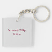Floral Letter LOVE met paren Foto Namen Datum Sleutelhanger (Achterkant)