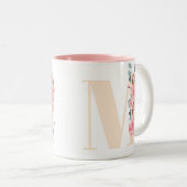 Floral Letter "M" Tweekleurige Koffiemok (Voorkant rechts)