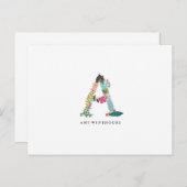 Floral Letter Monogram Initiaal - A - Flat Card Briefkaart (Voorkant / Achterkant)