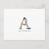 Floral Letter Monogram Initiaal - A - Flat Card Briefkaart (Voorkant)