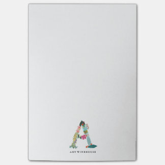Floral Letter Monogram Initiaal - A Post-it® Notes