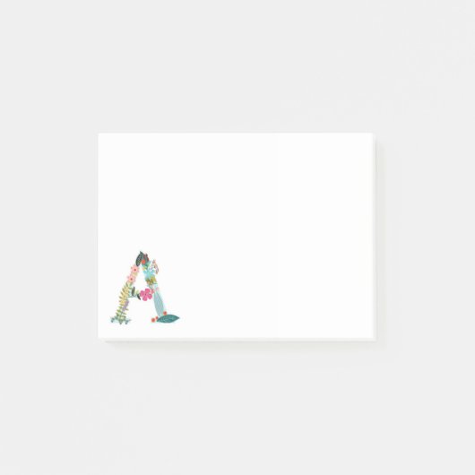 Floral Letter Monogram Initiaal - A Post-it® Notes (Voorkant)