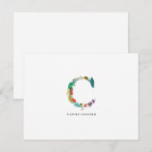 Floral Letter Monogram Initiaal - C - Flat Card Briefkaart (Voorkant / Achterkant)