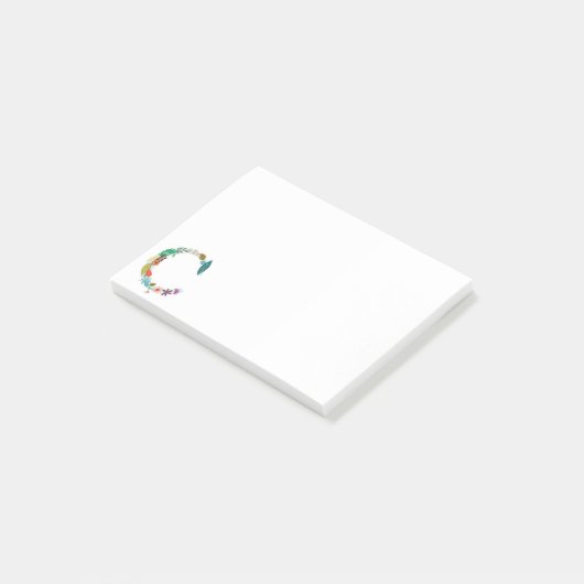 Floral Letter Monogram Initiaal - C Post-it® Notes (Schuin)