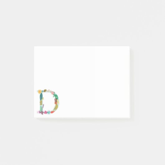 Floral Letter Monogram Initiaal - D - Post-it® Notes (Voorkant)