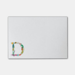 Floral Letter Monogram Initiaal - D - Post-it® Notes