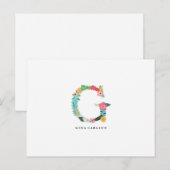 Floral Letter Monogram Initiaal - G - Flat Card Briefkaart (Voorkant / Achterkant)